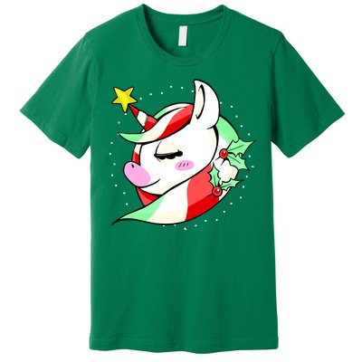 Cute Christmas Unicorn Star Mistletoe Premium T-Shirt