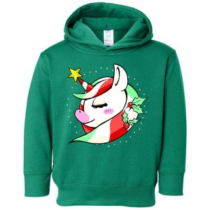 Cute Christmas Unicorn Star Mistletoe Toddler Hoodie