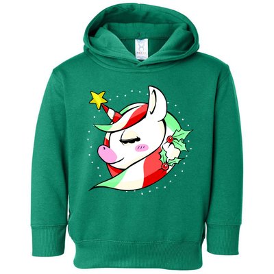 Cute Christmas Unicorn Star Mistletoe Toddler Hoodie