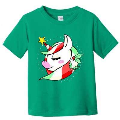 Cute Christmas Unicorn Star Mistletoe Toddler T-Shirt