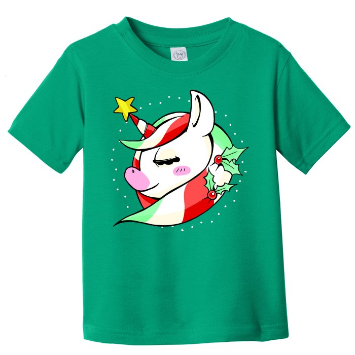 Cute Christmas Unicorn Star Mistletoe Toddler T-Shirt