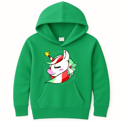 Cute Christmas Unicorn Star Mistletoe Kids Hoodie