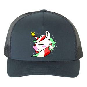 Cute Christmas Unicorn Star Mistletoe Yupoong Adult 5-Panel Trucker Hat