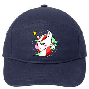 Cute Christmas Unicorn Star Mistletoe 7-Panel Snapback Hat