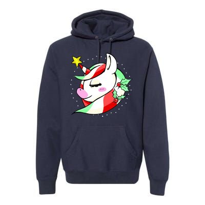 Cute Christmas Unicorn Star Mistletoe Premium Hoodie