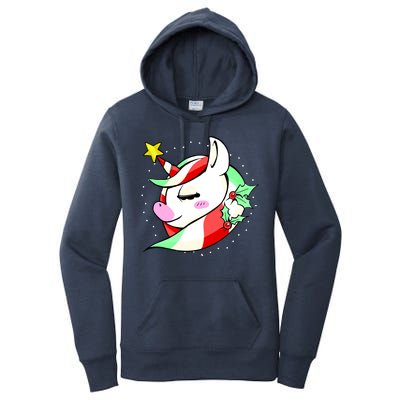 Cute Christmas Unicorn Star Mistletoe Women's Pullover Hoodie