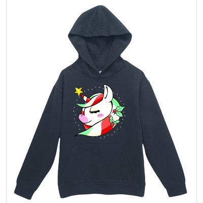 Cute Christmas Unicorn Star Mistletoe Urban Pullover Hoodie