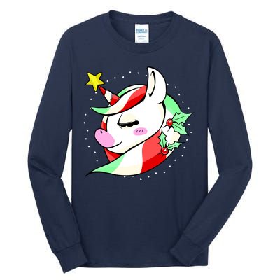 Cute Christmas Unicorn Star Mistletoe Tall Long Sleeve T-Shirt