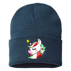 Cute Christmas Unicorn Star Mistletoe Sustainable Knit Beanie