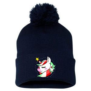 Cute Christmas Unicorn Star Mistletoe Pom Pom 12in Knit Beanie