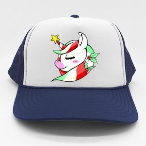 Cute Christmas Unicorn Star Mistletoe Trucker Hat