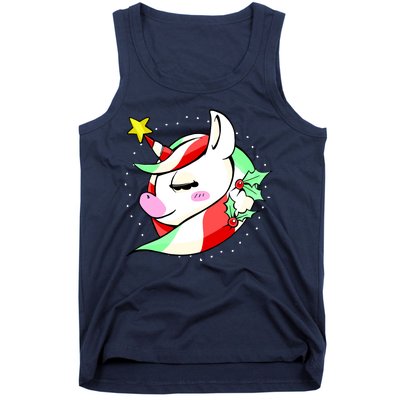 Cute Christmas Unicorn Star Mistletoe Tank Top