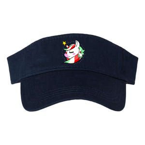 Cute Christmas Unicorn Star Mistletoe Valucap Bio-Washed Visor