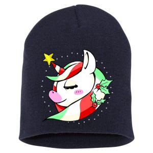 Cute Christmas Unicorn Star Mistletoe Short Acrylic Beanie