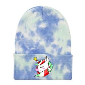 Cute Christmas Unicorn Star Mistletoe Tie Dye 12in Knit Beanie