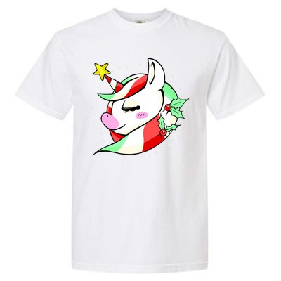 Cute Christmas Unicorn Star Mistletoe Garment-Dyed Heavyweight T-Shirt