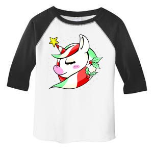 Cute Christmas Unicorn Star Mistletoe Toddler Fine Jersey T-Shirt