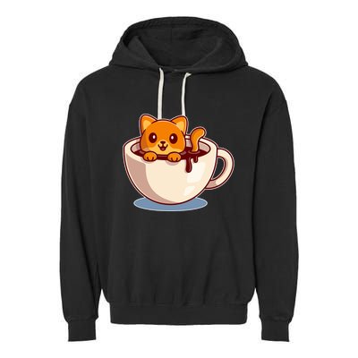 Cute Coffee Kitty Garment-Dyed Fleece Hoodie