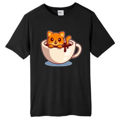 Cute Coffee Kitty Tall Fusion ChromaSoft Performance T-Shirt