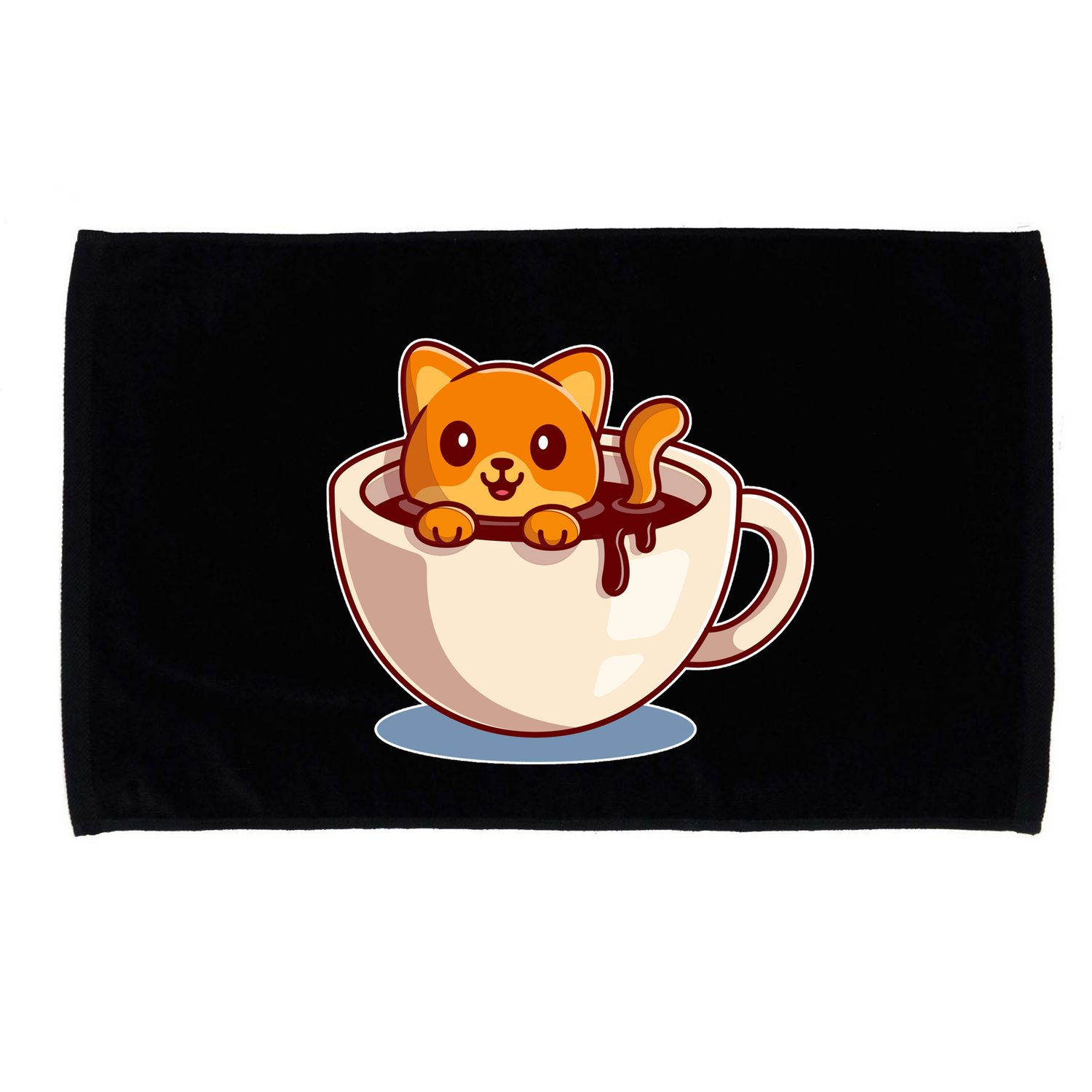 Cute Coffee Kitty Microfiber Hand Towel