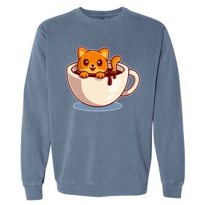 Cute Coffee Kitty Garment-Dyed Sweatshirt