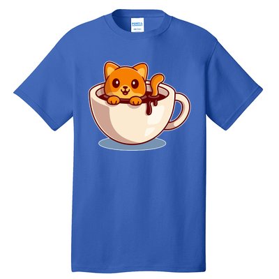 Cute Coffee Kitty Tall T-Shirt