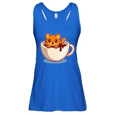 Cute Coffee Kitty Ladies Essential Flowy Tank