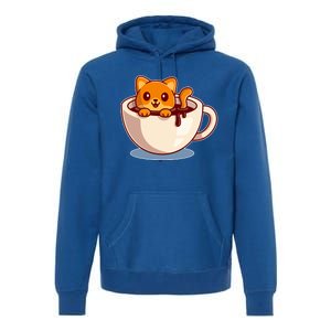 Cute Coffee Kitty Premium Hoodie