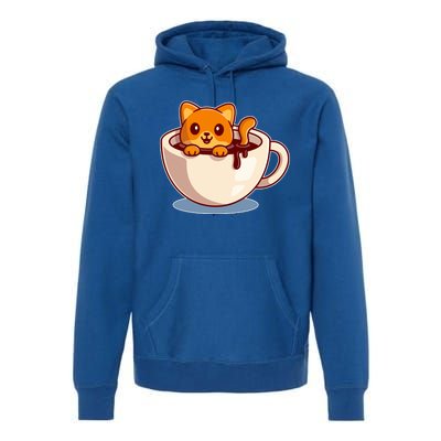 Cute Coffee Kitty Premium Hoodie