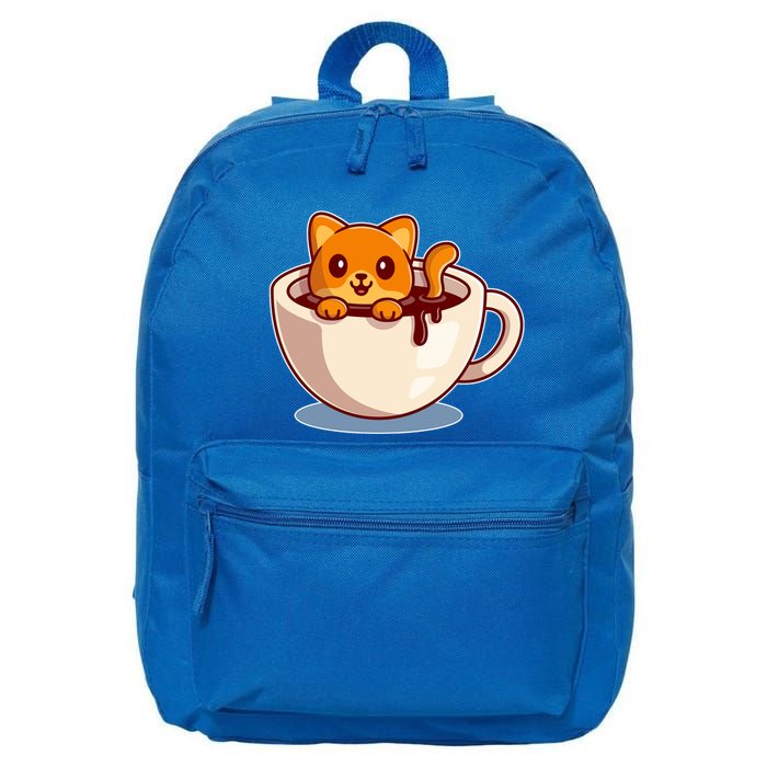 Cute Coffee Kitty 16 in Basic Backpack