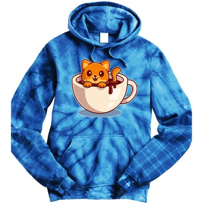 Cute Coffee Kitty Tie Dye Hoodie