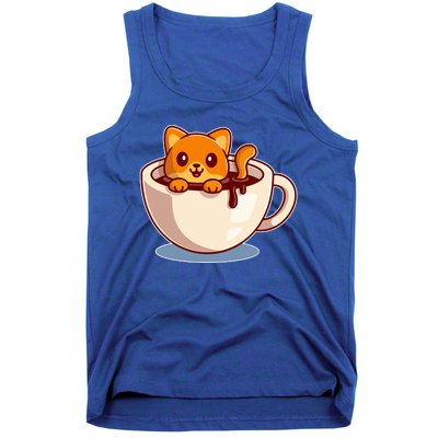 Cute Coffee Kitty Tank Top