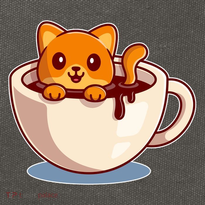 Cute Coffee Kitty Cotton Canvas Backpack