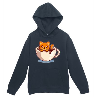 Cute Coffee Kitty Urban Pullover Hoodie