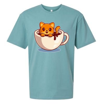 Cute Coffee Kitty Sueded Cloud Jersey T-Shirt