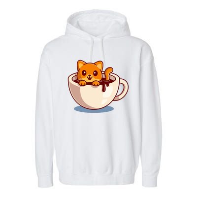 Cute Coffee Kitty Garment-Dyed Fleece Hoodie