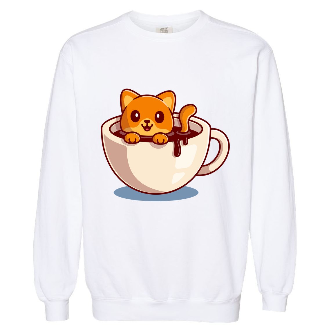 Cute Coffee Kitty Garment-Dyed Sweatshirt