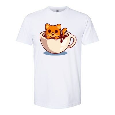 Cute Coffee Kitty Softstyle® CVC T-Shirt