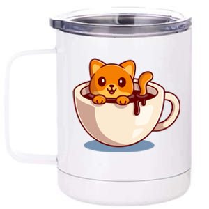 Cute Coffee Kitty 12 oz Stainless Steel Tumbler Cup