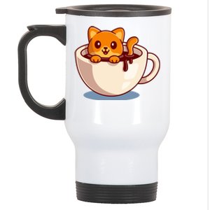 Cute Coffee Kitty Stainless Steel Travel Mug