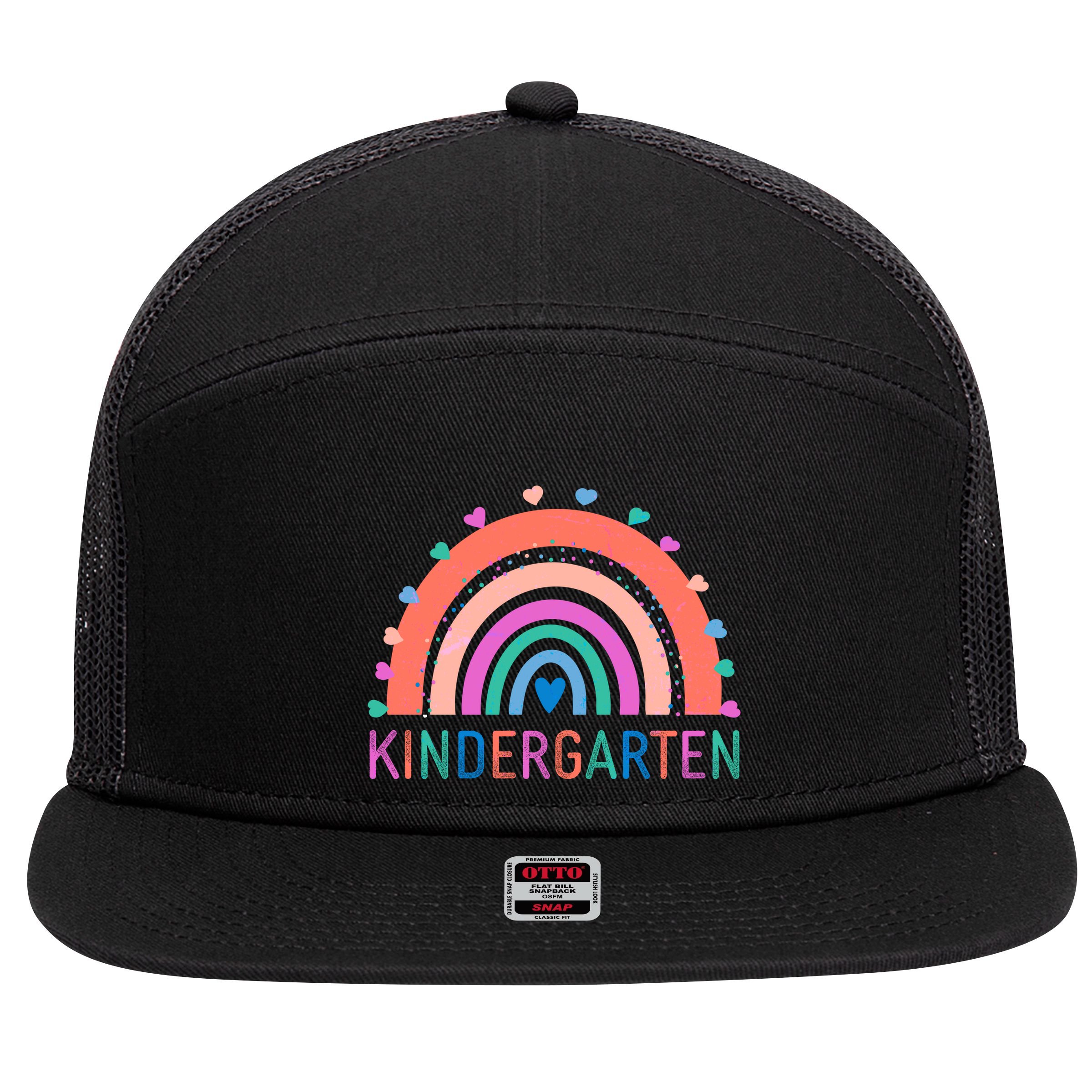 Cute Colorful Kindergarten Rainbow 7 Panel Mesh Trucker Snapback Hat