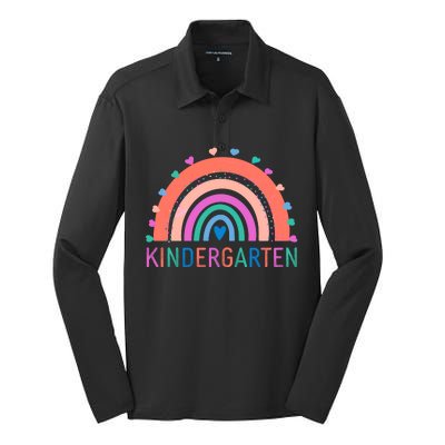 Cute Colorful Kindergarten Rainbow Silk Touch Performance Long Sleeve Polo