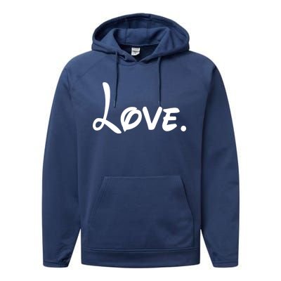 Cute Cursive Love Valentines Day Performance Fleece Hoodie