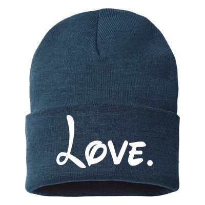 Cute Cursive Love Valentines Day Sustainable Knit Beanie