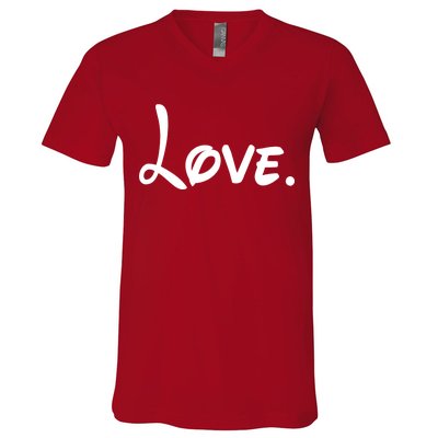 Cute Cursive Love Valentines Day V-Neck T-Shirt