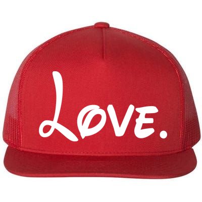 Cute Cursive Love Valentines Day Flat Bill Trucker Hat