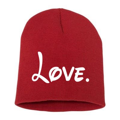 Cute Cursive Love Valentines Day Short Acrylic Beanie