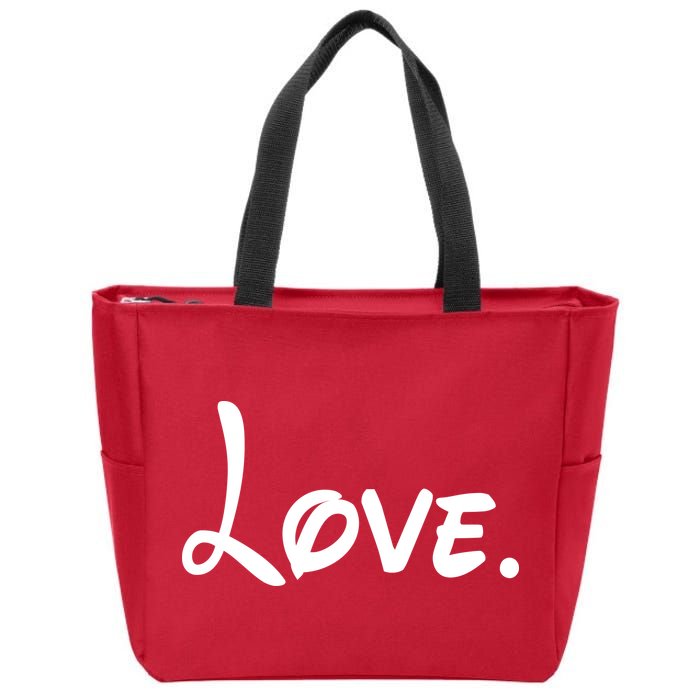 Cute Cursive Love Valentines Day Zip Tote Bag