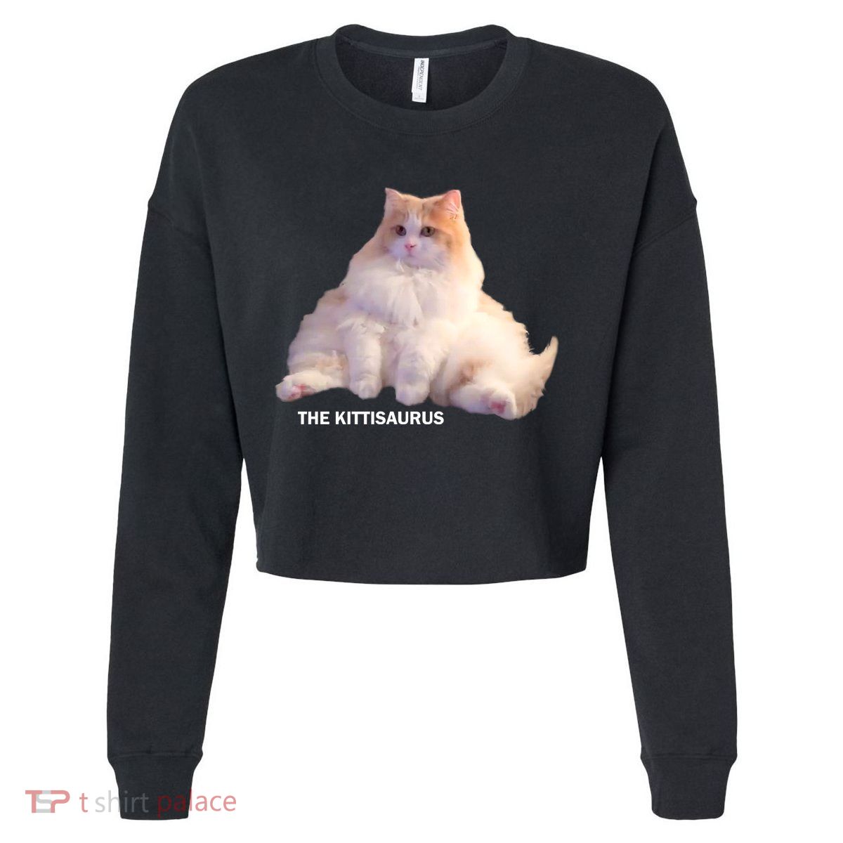 Cute DD The Cat Kittisaurus Cropped Pullover Crew