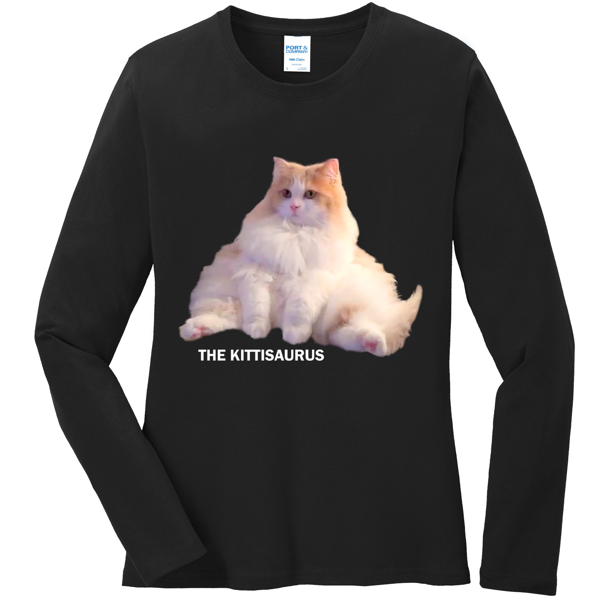 Cute DD The Cat Kittisaurus Ladies Long Sleeve Shirt